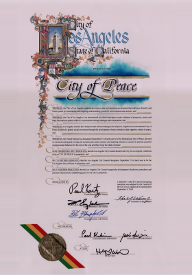 The Los Angeles International City of Peace Resolution adopted September 9, 2014
